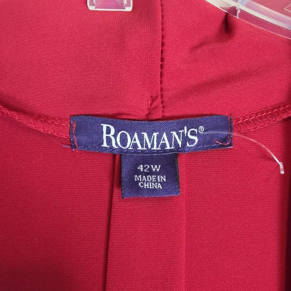 Roaman's 2 Pc Plus Size 42W Red Sequin Lace Tank & Long Sheer Open Front Duster